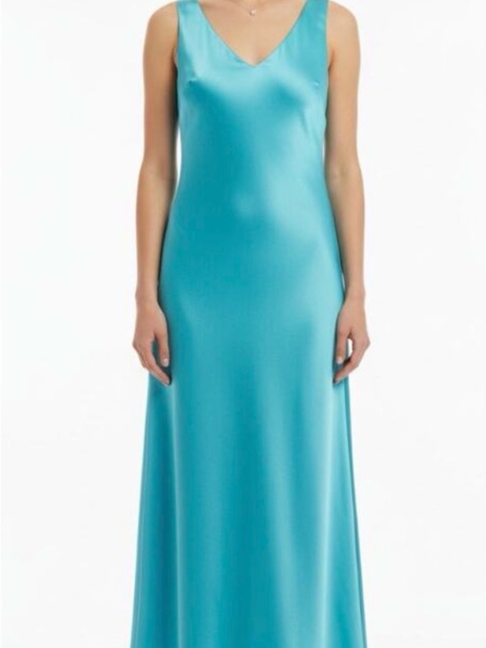 Jason Wu Satin V-Neck Slip Dress in Aqua